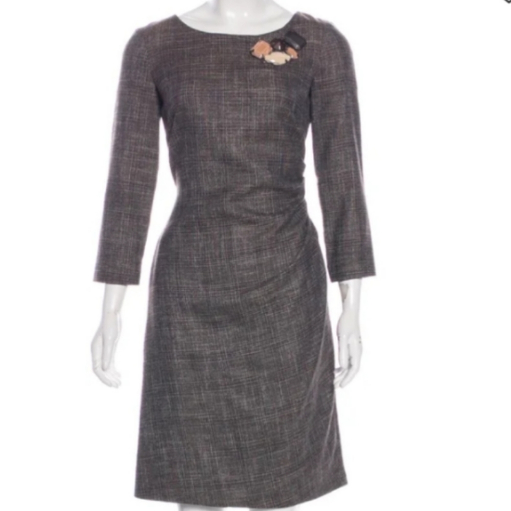 Textured Plaid Dress with Jewels